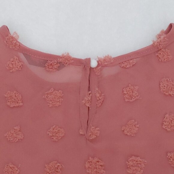 NWOT SHEIN Pink swiss dot sheer flowy peplum boho festival top - Picture 8 of 10